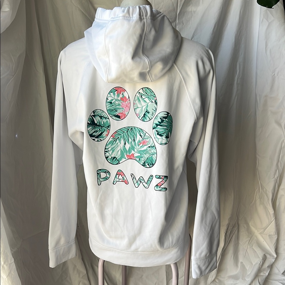 White Hoodie with Tropical Paw Print